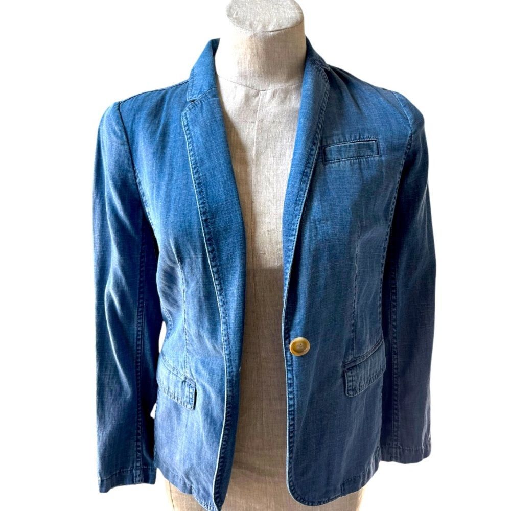Talbots Women’s Lightweight Chambray Blazer Jacket  Size 0P